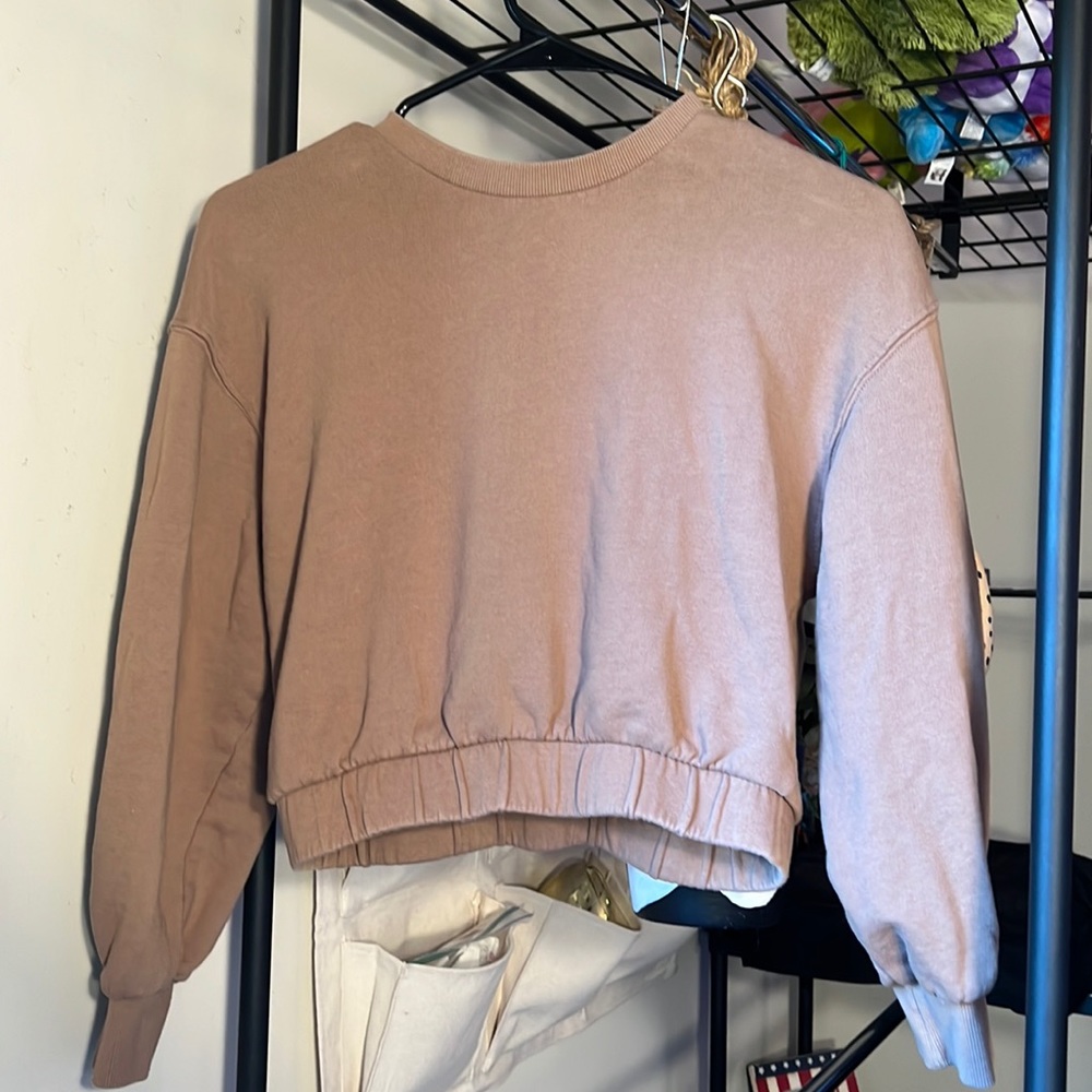 Cropped Tan ZARA Sweatshirt - Picture 1 of 3